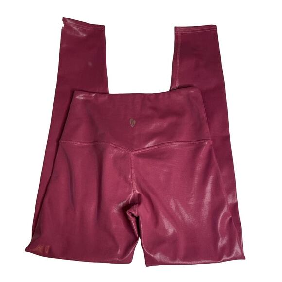 UNBRANDED Metallic Hot‎ Pink Leggings High Rise Small Full Length - Picture 3 of 4